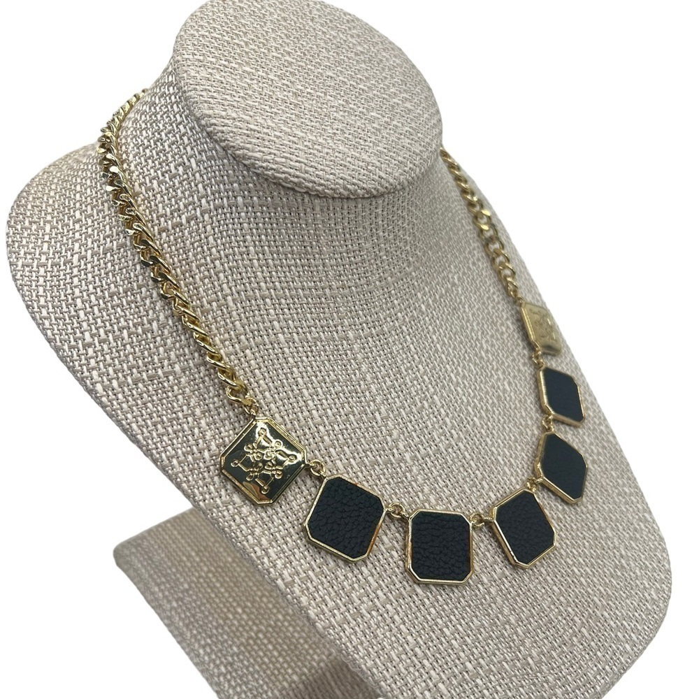 Black & Gold 16” Necklace, Earrings & Bracelet - Picture 8 of 11